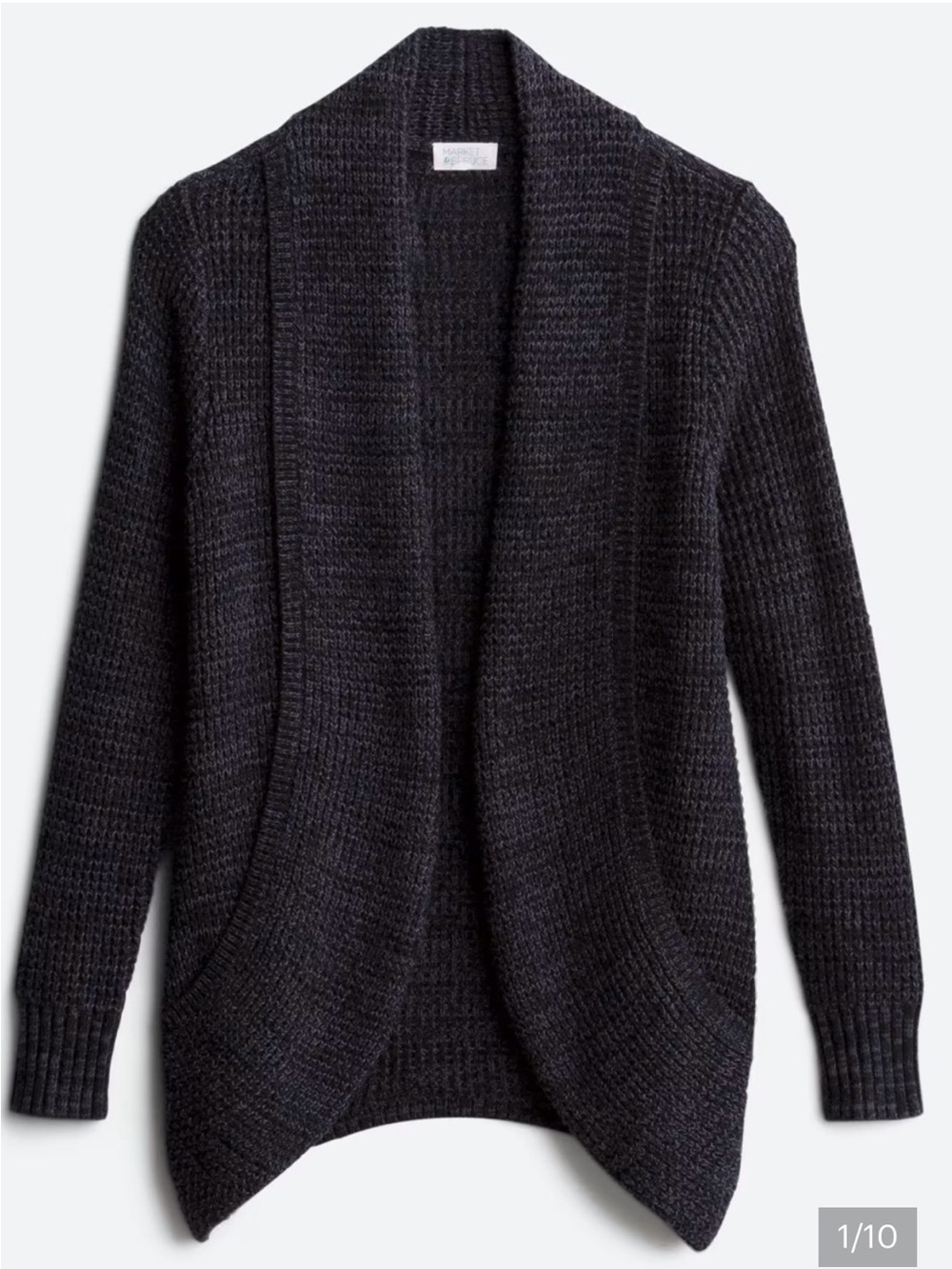 NWT Market & Spruce Tabatha Waffle Knit Cocoon Cardigan Dark Gray Size LP